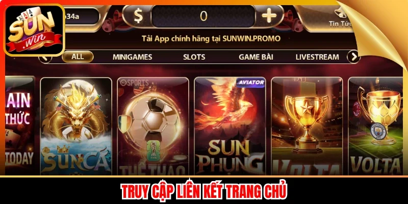 Truy cập liên kết trang chủ