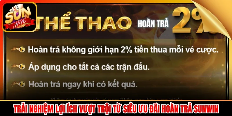 Trải nghiệm lợi ích vượt trội từ siêu ưu đãi hoàn trả Sunwin