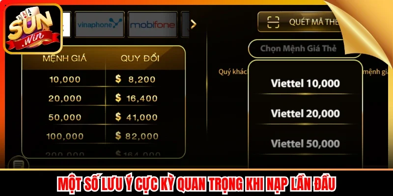 Một số lưu ý cực kỳ quan trọng khi nạp lần đầu